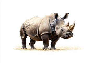 Obraz premium A majestic rhinoceros stands proudly in a natural habitat setting.