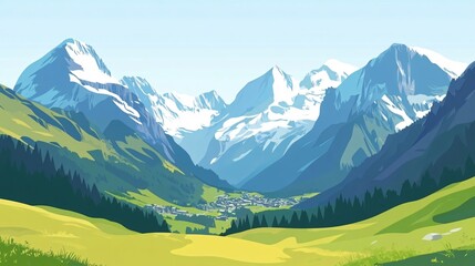 Obraz premium Breathtaking View of Alps Mountains from Grindelwald First - Wide Angle