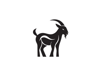 Black Goat Silhouette. Goat icon. Black Goat logo. Black Goat silhouette isolated on white background. Vector illustration.	