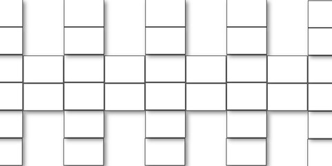  Simple Square cube box plate board on white wall background. 3d rendering. Multiple Horizontal Business Card Modern Mockup for Branding Presentation, Corporate Identity, Advertising, Graphic design.