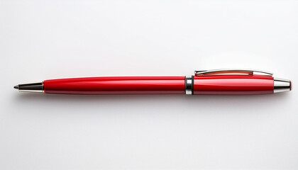 red pen isolated on white background top view flat lay