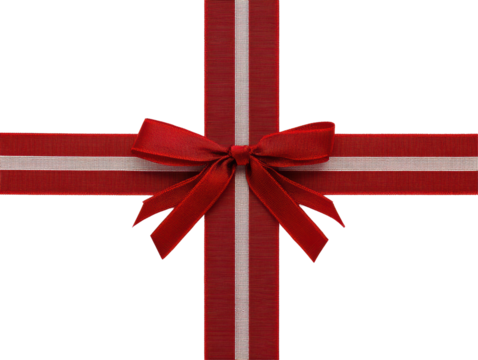 Isolated Red Gift Ribbon Bow Cross