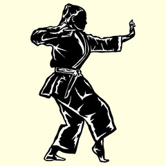 karate technique illustratrions logo icon