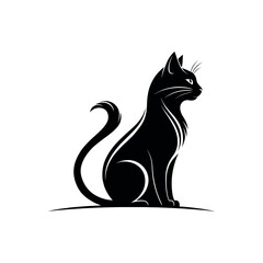 cat logo silhouette vector line art logo design