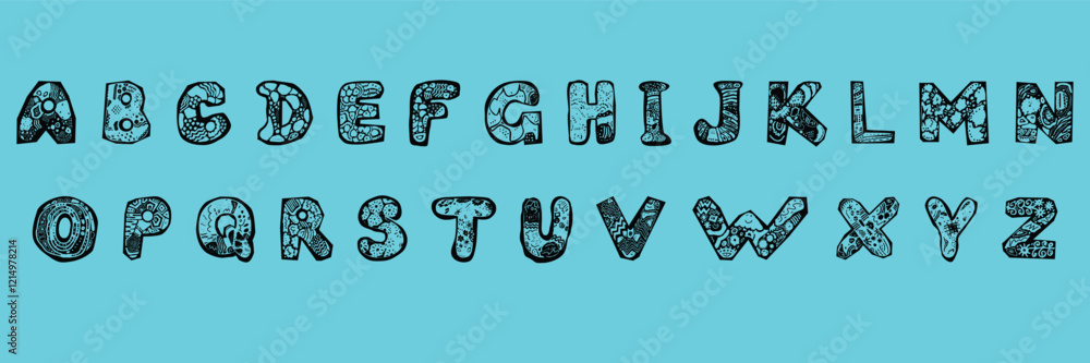 Fototapete custom style lettering font alphabet set. vector stock illustration can be used in logo or any purpo