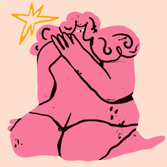 Virgo astrological zodiac sign. Cartoon unique modern style. Horoscope, zodiac Constellation. Hand drawn trendy Vector illustration. Magic, witchcraft, astrology concept. Isolated design element