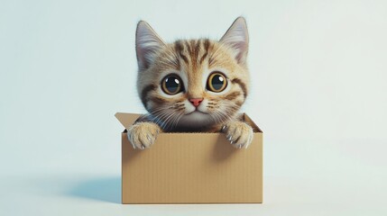 Adorable 3D Rendering of Tabby Cat Illustration