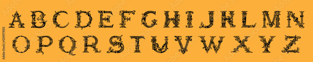 Fototapete custom style lettering font alphabet set. vector stock illustration can be used in logo or any purpo