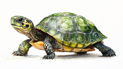 Obraz premium Happy Cartoon Turtle Enjoying a Sunny Day Near a Calm Pond Surrounded by Lush Greenery and Colorful Flowers