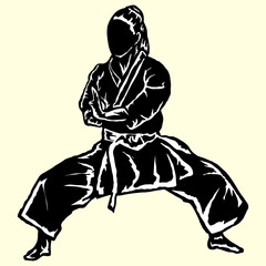 karate technique illustratrions logo icon