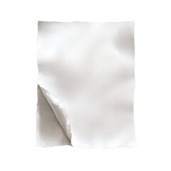 Obraz premium A close-up image shows a piece of white paper with torn, uneven edges one corner of which is peeled back slightly against a white backdrop.