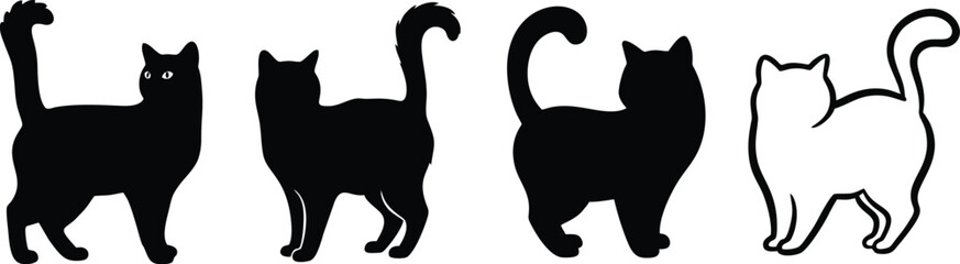 Set Of Cat Vector Silhouette 