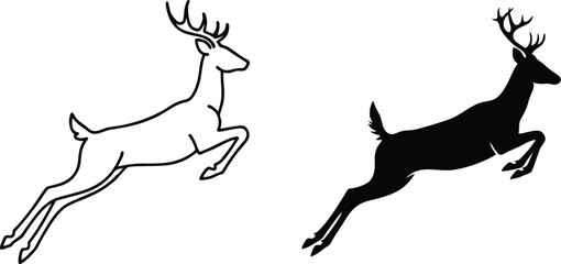 deer jumping silhouette vector