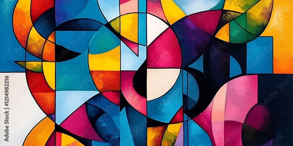 Poster abstract geometric art with bold colors and dynamic shapes. abstract pattern design in scandinavian 
