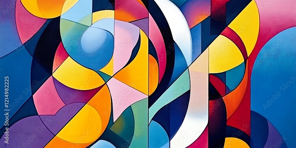 Poster abstract geometric art with bold colors and dynamic shapes. abstract pattern design in scandinavian 