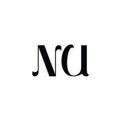 NU monogram logo design letter text name symbol monochrome logotype alphabet character simple logo