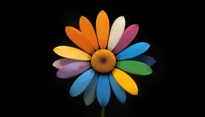 Fototapeta premium Colorful daisy flower with vibrant petals against a black background
