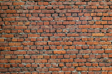 Red brick wall with detailed texture and visible mortar between bricks
