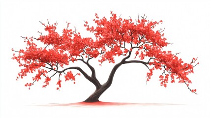 Fototapeta premium Chinese New Year Style Tree Plant in Red Wide Angle View