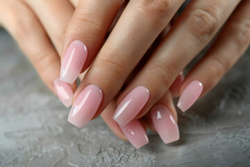 Elegant nails showcased against a soft pastel background, generative AI