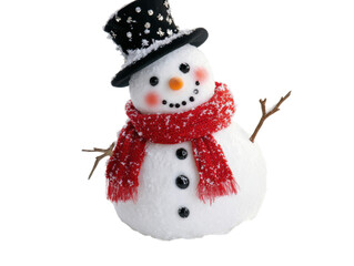 Isolated Cute Snowman with Red Scarf