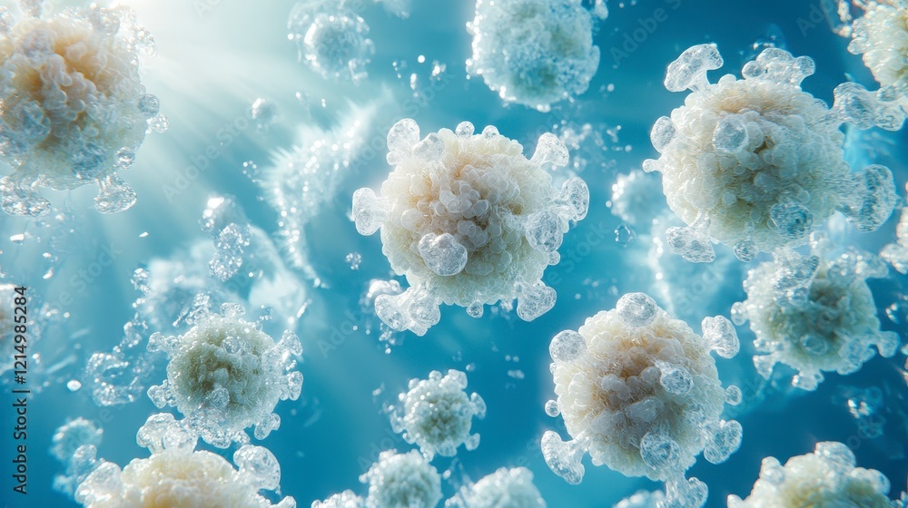 Poster microscopic cellular structures a 3d render of biological particles
