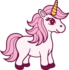Cute pink unicorn illustration perfect for children's design.