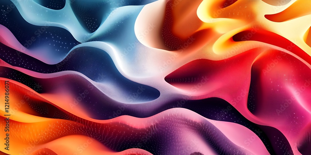 Poster abstract 3d background. 3d illustration of wavy lines in the information code field. data flow cyber
