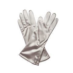 Elegant Pair of Satin White Gloves with Soft Texture and Delicate Details Isolated on Transparent Background