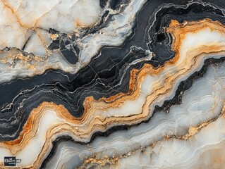 Obraz premium Abstract marble texture with swirling black gold white and gray patterns for backgrounds