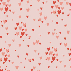 Many different sizes heart on pink background, vector illustration for Valentine's Day. Sweet love texture for postcards, banners, posters, websites and decorative prints.