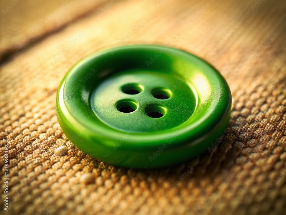 Poster green button close-up stock photo: press start, push to activate, simple ui element