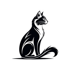 cat logo silhouette vector line art logo design