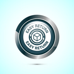 Easy return icon design illustration, Easy return label for product packaging. Gray color round button design