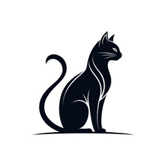 cat logo silhouette vector line art logo design