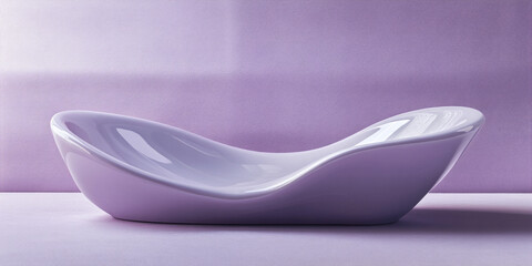 Sleek modern purple designer chair against a soft lilac background