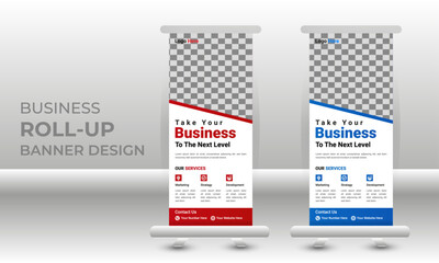 Business agency Corporate roll up banner design or pull up banner template and stand design, advertisement, flyer design, display vector illustration.