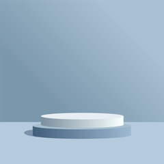 Abstract scene background. podium on blue background. Product presentation, mock up, show cosmetic product, Podium, stage pedestal or platform.