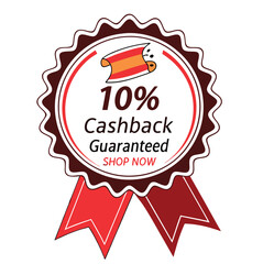 10% cashback guaranteed shop now sale offer for business promotion flyer banner vector illustration isolated