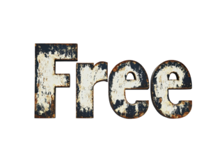 Isolated Rustic Metal 'Free' Text
