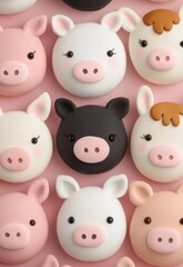 Cute 3D Clay Animal Faces for Educational Posters and Creative Art Projects