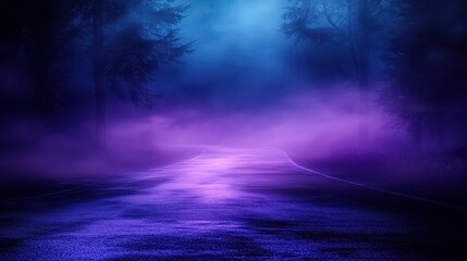 Fototapeta premium Misty road adventure enchanted forest landscape