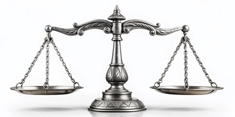 Hand-Drawn Scales of Justice: Detailed Black & White Sketch, Isolated PNG