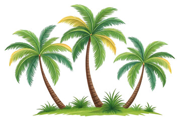 Green palm tree isolated on transparent background with clipping path, single palm tree with clipping path and alpha channel. are Forest and foliage in summer for both printing and web pages