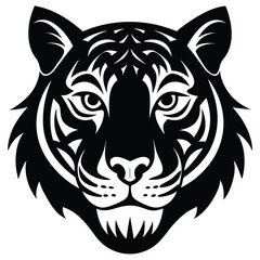 Tiger Head Silhouette Vector Art and Black Tiger Head Design Illustration