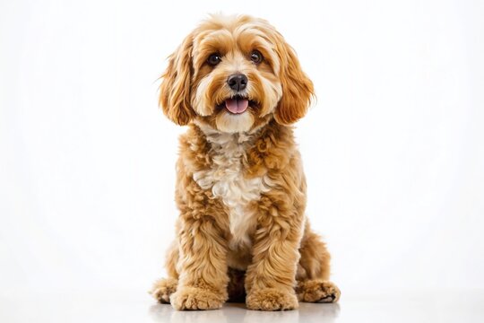 Happy Cavapoo Dog Silhouette, Sitting Pose, Pet Photography, Dog Silhouette PNG Set
