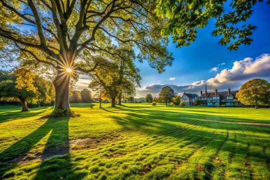 Hayes Common, Bromley, Kent: Golden Hour Sunlight on Grassland