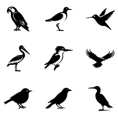 Obraz premium birds silhouettes set, birds icon silhouette vector.