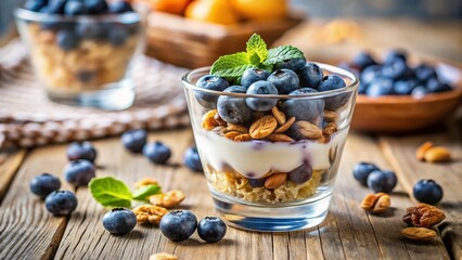 Healthy Breakfast: Blueberry Almond Fruit Cup - Tilt-Shift Photography