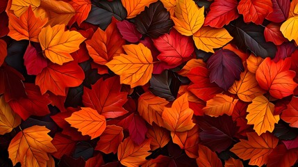 Vibrant Autumn Leaves Background in Orange and Red Shades